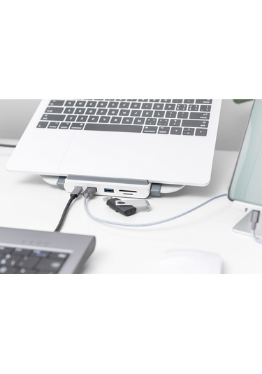 Dizüstü Yükselticili Usb-c Istasyonu 8 Bağlantı Noktalı Gümüş/