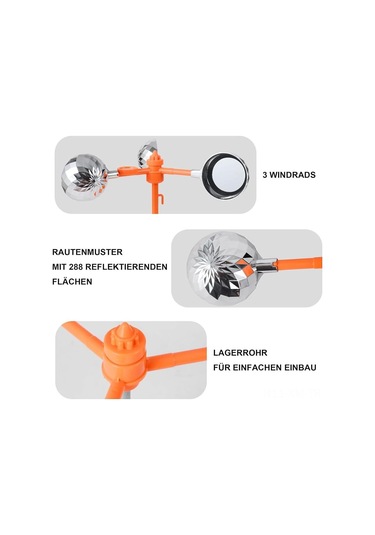 Ximistore9 Dışarıda Kullanıma Uygun Yansıtıcı Kuş Kovucu - Rüzgarla Döner, Manyetik Tabanlı, Bahçe/çiftlik Kuş Engeli Turuncu, Metal-plastik