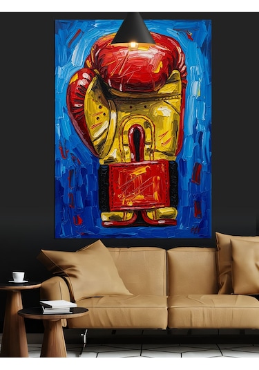 Kırmızı Tek Büyük Boks Eldiveni Dekoratif Kanvas - Mdf Ahşap Tablo