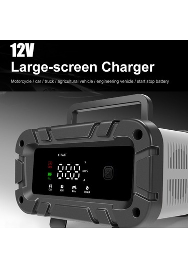 Tenfowee Akıllı 12v Motosiklet Ve Araç Şarj Cihazı - Otomatik Durdurma, Çoklu Koruma, Dijital Ekran, Sessiz Soğutma 111 Karakter