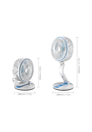 Ruicoo "taşınabilir Usb Şarjlı Fan & Gece Lambası - Ayarlanabilir Hız Ve Parlaklık" Mavi