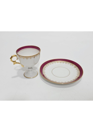 Limoges Bordo Kahve Fincan Takımı Çok Renkli