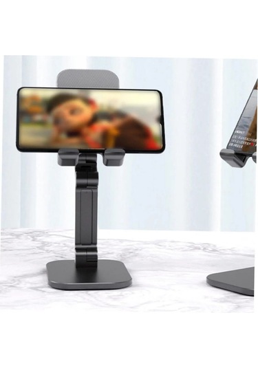 Kademeli Katlanabilir Masaüstü Telefon Tablet Standı Siyah