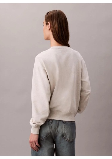 Calvin Klein Jeans Monologo Uzun Kollu Rahat Kesim Penye Bisiklet Yaka Kadın Gri Sweatshirt Lv047b23 Gri
