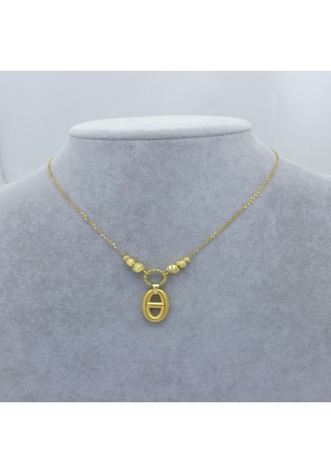 Yeni Sezon Vip Özel Seri 22 Ayar Altın Kaplama Paslanmaz Çelik Dorika'lı Halka Kadın Kolye Gold