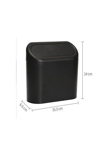 Araba Çöp Kutusu Kapaklı Organizer Araç İçi Çöp Kovası Portatif Taşınabilir Siyah