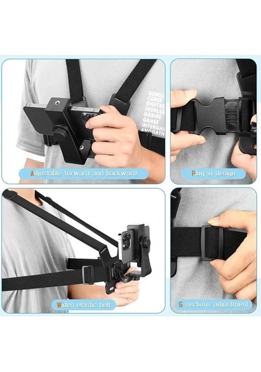 Jl Göğüs Kemeri Fixation Braketi İle Ayarlanabilir Telefon Klip Dr Siyah