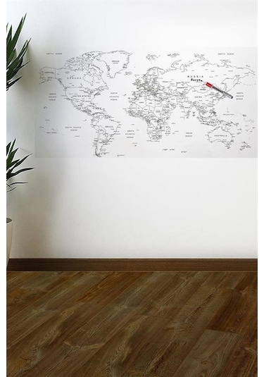 Evyora Yazılabilir Dünya Haritası Manyetik Duvar Stickerı 110 X 56 Cm