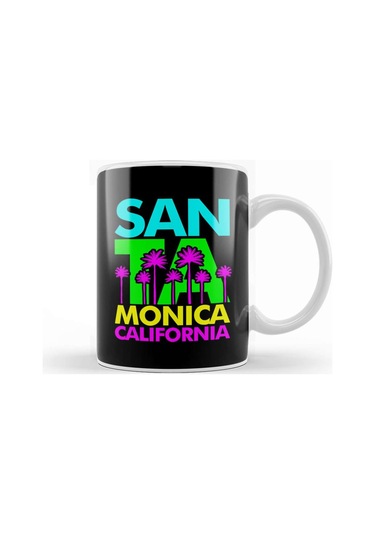 Santa Monica Bright Palm Trees Kupa Bardak Porselen Karışık