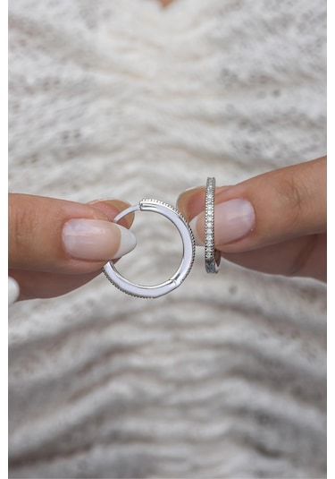 Nereze 925 Ayar Gümüş Rodyumlu 20 MM Tamtur Halka Küpe