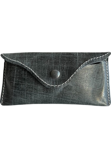 Lnderi Gerçek Deri Gözlük Kılıfı -  Deri Güneş Gözlüğü Kabı Siyah