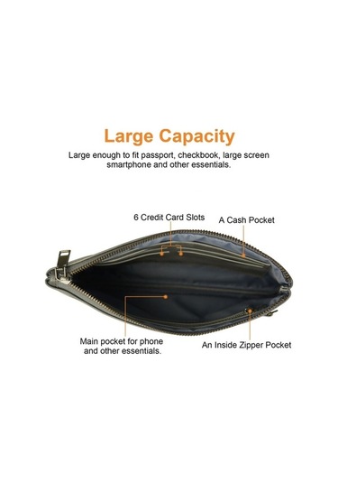 Shidai888 Retro Deri Debriyaj Fermuarlı Zarf Çanta Gri