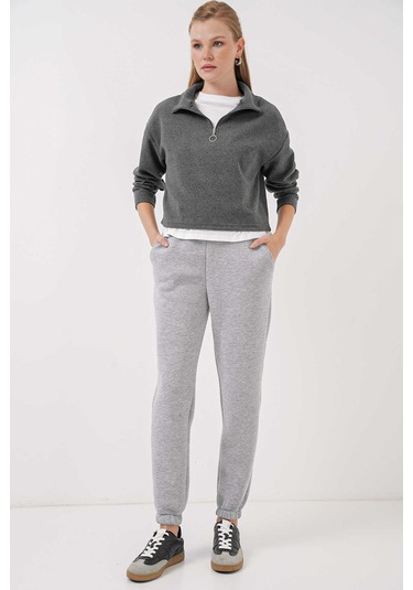 Gabria Paça Lastikli Eşofman Altı Gri