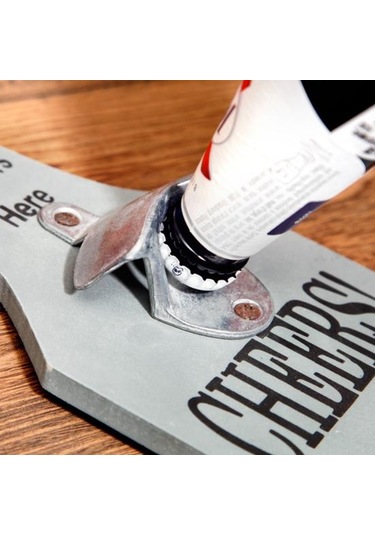 Siyah Talos Ahşap Asılı Şişe Açacağı Vintage Sökücü Restoran Duvar Plaket Dekor Siyah