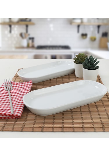 Keramika Beyaz Noyan Kayık Tabak 26 Cm 2 Adet