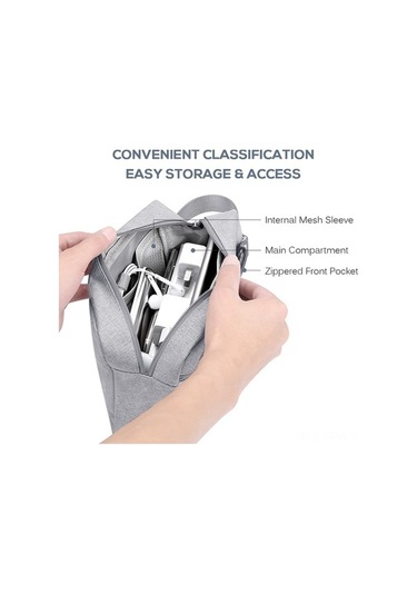 Besthome1 Seyahat Eşyası Düzenleyici Gri Çanta - 21.5x8.5x15cm, Usb Kablo & Kozmetik Saklama, Gri