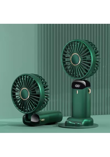 Mini El Fanı 5 Kademeli Dijital Led Göstergeli Boyun Askılı Mini Klima Vantilatör