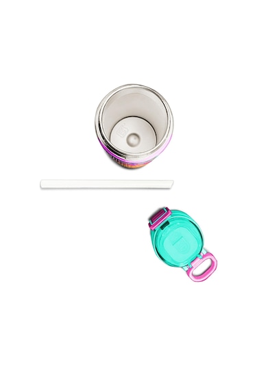 Coral High Kids Pembe Rengarenk Dondurma Desenli Pipetli Ve Direkt İçim Çelik Termos 500 Ml 31938 Pembe