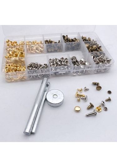 Yaozixa Deri Aksesuar Takımı: 300 Adet Pirinç Çift Kapaklı Perçin Ve Zımba Seti Diğer