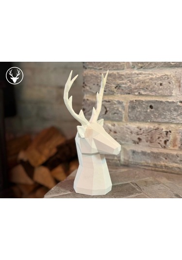 2 Adet Siyah Beyaz Dekoratif Geyik Görünümlü Poli Vazo, Dekoratif Biblo, Masa Üstü Geyik Kafası Obje