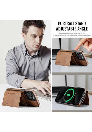 Willowhaven İphone Uyumlu 13 Pro Max Yeşil Manyetik Cüzdan Kılıfı 8 Kart Bölmeli Çıkarılabilir Şarj Standlı Kılıf