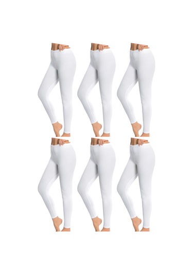 İyteks Kadın Likralı Uzun Tayt 6'lı 1001 Beyaz