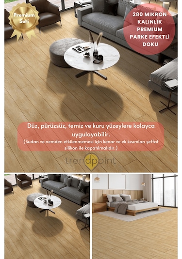 Trendpoint Kendinden Yapışkanlı 60cm 100cm Parke Görünümlü Premium Zemin Duvar Kağıdı Dolap Kaplama