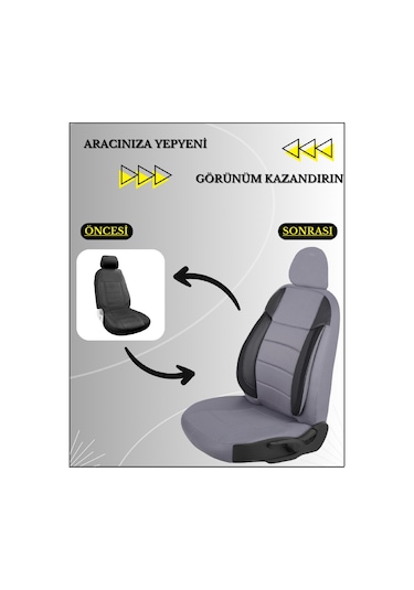Nissan Micra Araçlara Uyumlu Tam Takım Cover G Model Oto Koltuk Kılıfı Gri-Siyah
