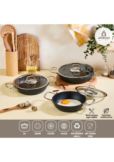 Dark 6 Parça Yanmaz Yapışmaz Titanyum Kaplama Sahan Seti
