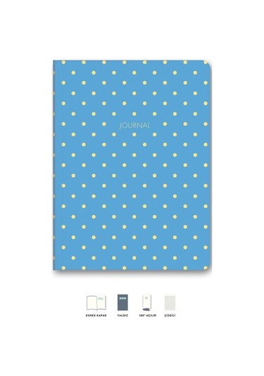 Puantiyeli Mini Defter Çizgili Mavi 14 x 20 CM