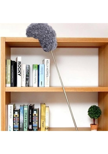 140 Cm Teleskopik Uzatılabilir Mikrofiber Yumuşak Başlıklı Gri Toz Alma Fırçası Toz Püskülü Lisin Çok Renk