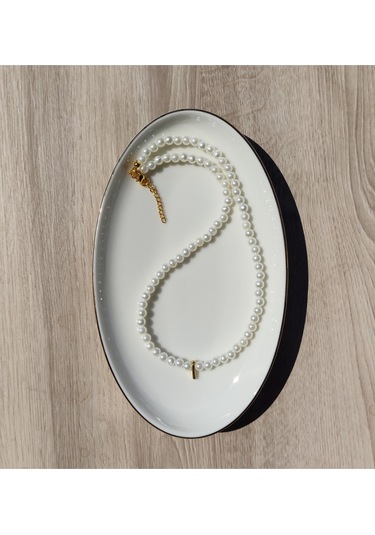 İnci Zerafetinde Harfli İnci Kolye - Kişiselleştirilmiş Hediye 3461000000279 Beyaz