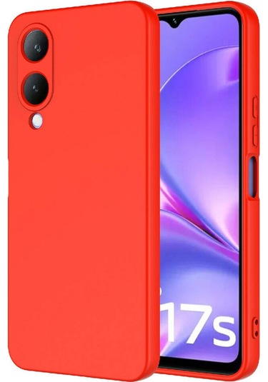 Forzacase Vivo Y17s İle Uyumlu Liquid Serisi İçi Kadife Lansman Silikon Kılıf Kırmızı