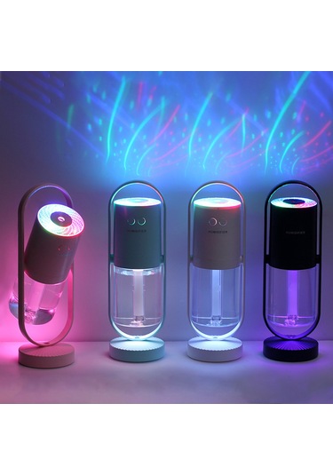 Ruicoo 200ml Kapasiteli Nane Zembil Nanopartikül Buhar, Sessiz Isıtma, 360 Derece Döner, Renkli Gece Işığı Açık Mavi Standart