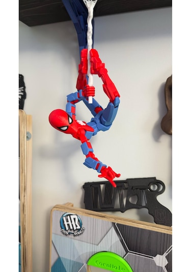 Ağda Asılı Örümcek Adam Eklemleri Hareketli 14 Cm Spiderman Dummy Figürü Çift Taraflı Bantlı Örümcek Adam