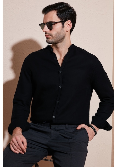 Buratti Pamuklu Regular Fit Hakim Yaka Erkek Gömlek Cf25S127702 Siyah