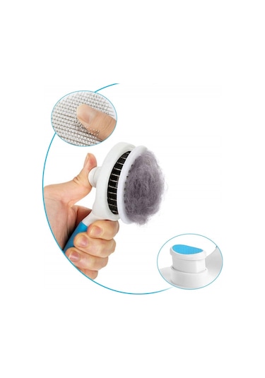 Tilbe Home Basmalı Kedi Fırça ve Tarağı Beyaz - Mavi
