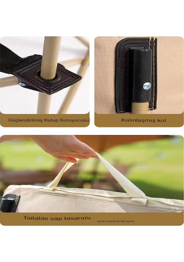 Siyah Orta Boy Katlanır Kamp Piknik Sandalyesi Rejisör Ve Taşıma Siyah