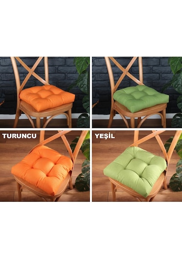 Altınpamuk Altınpamuk Sandalye Minderi Düğme Dikişi Detaylı 40X40Cm Bağcıklı