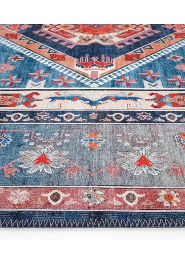 Cool Halı Beylerbeyi By 801 Mavi Renkli Oturma Odası Salon Halısı Makinede Yıkanabilir Şönil Halı