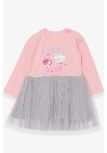 Breeze Kız Çocuk Uzun Kollu Elbise Pullu Yazı Baskılı 1.5-5 Yaş, Pudra Breeze Kız Çocuk Uzun Kollu Elbise Pullu Yazı Baskılı 1.5-5 Yaş, Pudra