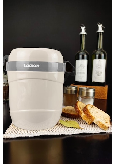 Digithome Ckr3146 Paslanmaz Çelik Hazneli 3'lü Yemek Termosu 1.2 L Beyaz