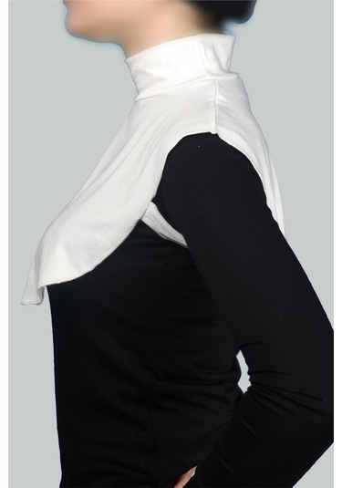 Altobeh Düz Balıkçı Yaka Boğazlı Penye Tesettür Kadın Yakalık Boyunluk - Ekru