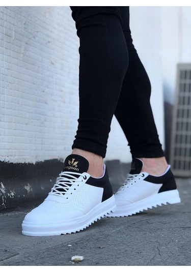 Wagoon Wg022 Beyaz Siyah Erkek Casual Ayakkabı Beyaz