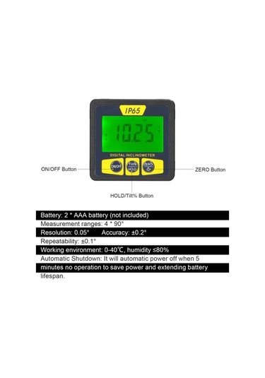 Novahub Su Geçirmez Mini Eğimölçer, Lcd Ekranlı, Arka Aydınlatmalı