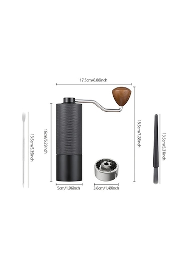 Topshop1 3 Adet Siyah Profesyonel Manuel Kahve Değirmeni Kaymaz Alüminyum Gövde Ayarlanabilir Çelik Bıçak