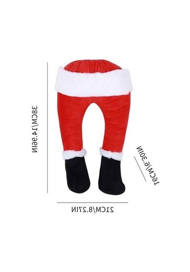 Pazly Noel Baba Bacakları Ağaç Şöminesi, 38x21x16cm, Kırmızı Beyaz, Noel Partisi Süsleme