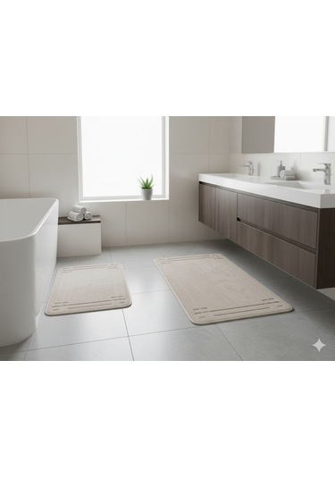 Banyo Paspası 2 Li Set Asos Pudra Desenli