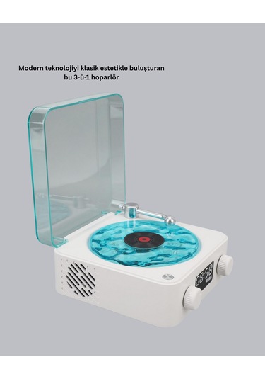 Gece Lambası Stereo Bluetooth Hoparlör Dijital Saatli Vintage Tas