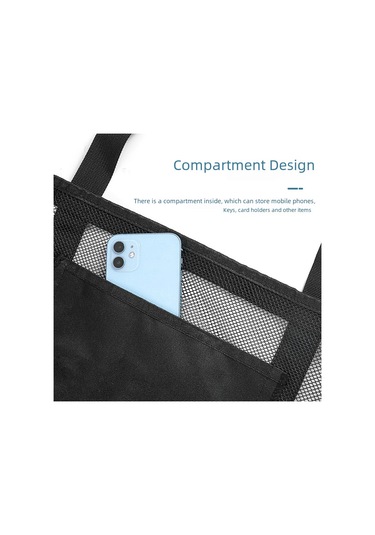 Skycity 8 Cepli Ağ Dokulu Plaj Çantası - Tek/çift Omuzlu, Seyahat Spor Yüzme Depolama Çantası Siyah, 42x20x39cm